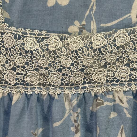 Adonna Floral Short Sleeve Midi Nightgown Nightie Blue White No Size/Fabric Tag - Picture 5 of 15